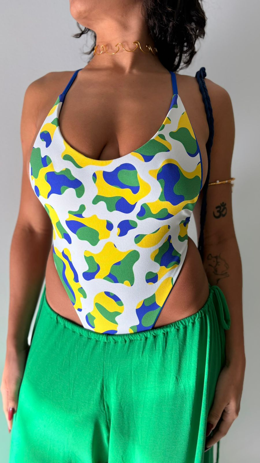 1970 Swimsuit - Tropical Jungle (Blue, Reversible)